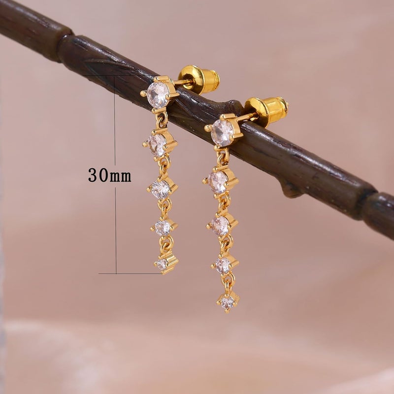 SELFROSE Store Silver Earrings for Women,Dainty Dangle Earrings Silver Plated Drop Earrings for Women Trendy Hypoallergenic CZ Stud Earrings Wedding Pearl Earrings Dangling Cute Small Hoop Earrings Jewelry - Image 3